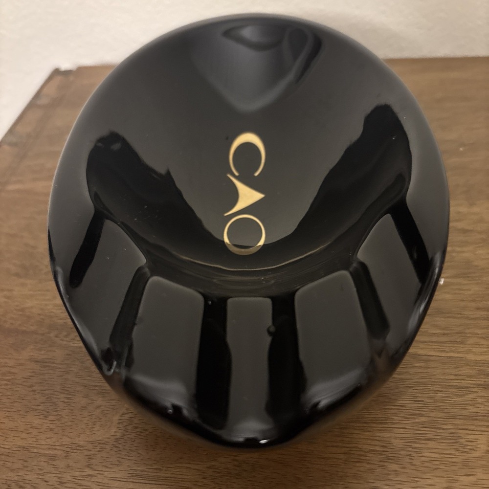 CAO Black 3 Finger Rest Large Cigar Bowl Ashtray Gold Logo Aficionado Tobacciana